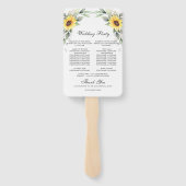 Elegant Sunflower Greenery Floral Wedding Programm Handwaaier (Achterkant)