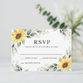 Elegant Sunflower Greenery Floral Wedding RSVP Kaartje (Staand voorkant)