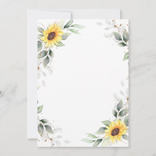 Elegant Sunflower Greenery Rehearsal Dinner Kaart (Achterkant)