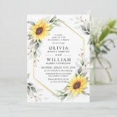 Elegant Sunflower Greenery Rehearsal Dinner Kaart (Staand voorkant)