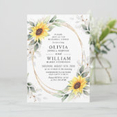 Elegant Sunflower Greenery Rehearsal Dinner Kaart (Staand voorkant)