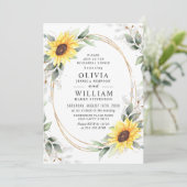 Elegant Sunflower Greenery Rehearsal Dinner Kaart (Staand voorkant)