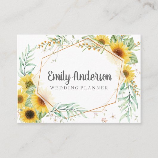 Elegant Sunflower Greenery Visitekaartje (Voorkant)
