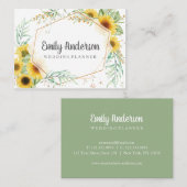 Elegant Sunflower Greenery Visitekaartje (Voorkant / Achterkant)