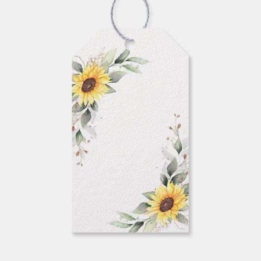 Elegant Sunflower Greenery Vrijgezellenfeest Harte Cadeaulabel (Achterkant)