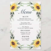 Elegant Sunflower Greenery Wedding Dinner Menu (Voorkant)