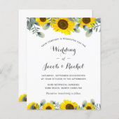 Elegant Sunflower Greenery Wedding Invitation (Voorkant / Achterkant)