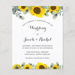 Elegant Sunflower Greenery Wedding Invitation