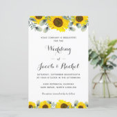 Elegant Sunflower Greenery Wedding Invitation (Staand voorkant)
