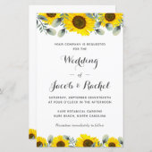Elegant Sunflower Greenery Wedding Invitation (Voorkant / Achterkant)