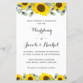 Elegant Sunflower Greenery Wedding Invitation (Voorkant)