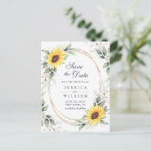 Elegant Sunflower Greenery Wedding Save the Date Briefkaart (Staand voorkant)