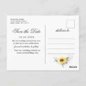 Elegant Sunflower Greenery Wedding Save the Date Briefkaart (Achterkant)