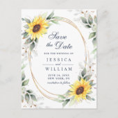 Elegant Sunflower Greenery Wedding Save the Date Briefkaart (Voorkant)