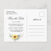Elegant Sunflower Greenery Wedding Save the Date Briefkaart (Achterkant)