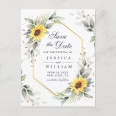 Elegant Sunflower Greenery Wedding Save the Date Briefkaart (Voorkant)