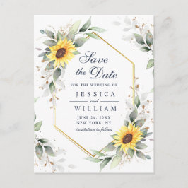 Elegant Sunflower Greenery Wedding Save the Date Briefkaart