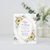 Elegant Sunflower Greenery Wedding Save the Date Briefkaart (Staand voorkant)