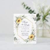 Elegant Sunflower Greenery Wedding Save the Date Briefkaart (Staand voorkant)