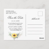 Elegant Sunflower Greenery Wedding Save the Date Briefkaart (Achterkant)