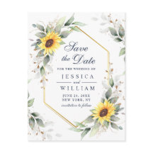 Elegant Sunflower Greenery Wedding Save the Date