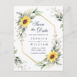 Elegant Sunflower Greenery Wedding Save the Date Briefkaart