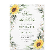 Elegant Sunflower Greenery Wedding Save the Date