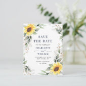 Elegant Sunflower Greenery Wedding Save the Date Briefkaart (Staand voorkant)