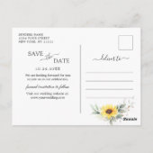 Elegant Sunflower Greenery Wedding Save the Date Briefkaart (Achterkant)