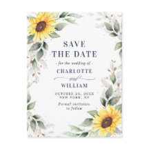 Elegant Sunflower Greenery Wedding Save the Date