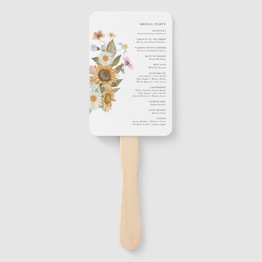 Elegant Sunflower Handwaaier (Achterkant)