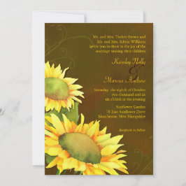 Elegant Sunflower Herfst Brown Wedding Kaart