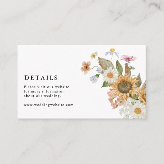 Elegant Sunflower Informatiekaartje (Voorkant)