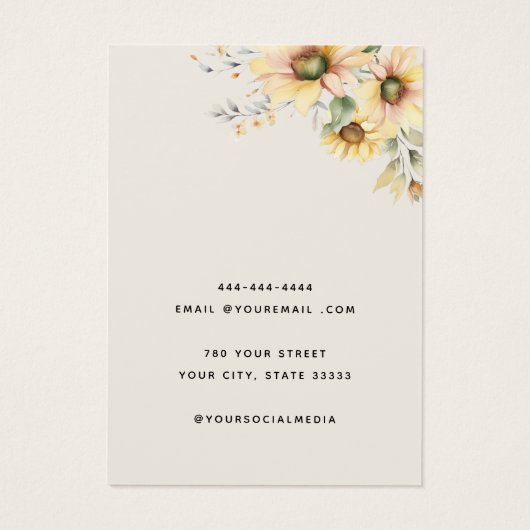 Elegant Sunflower Jewelry Earring Display Kaart (Achterkant)