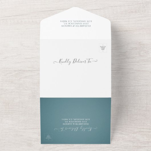 Elegant Sunflower Lace String Lights Wedding RSVP All In One Uitnodiging (Buitenkant)