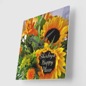 Elegant Sunflower Lily Happy Place Herfst Bouquet Vierkante Klok (Hoek)