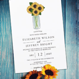 Elegant Sunflower Mason Jar Wedding Kaart