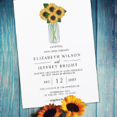 Elegant Sunflower Mason Jar Wedding Kaart