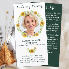Elegant Sunflower Memorial Foto Funeral Prayer