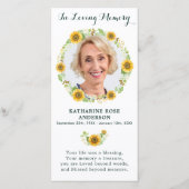 Elegant Sunflower Memorial Funeral Prayer Kaart (Voorkant)