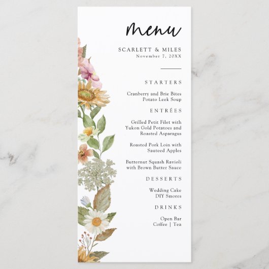 Elegant Sunflower Menu (Voorkant)