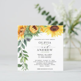 Elegant Sunflower Modern Waterverf Wedding Kaart