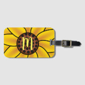 Elegant Sunflower Monogram Bagagelabel (Voorkant (horizontaal))
