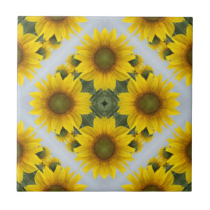 Elegant Sunflower Mosaic Pattern Ceramic Tile Tegeltje