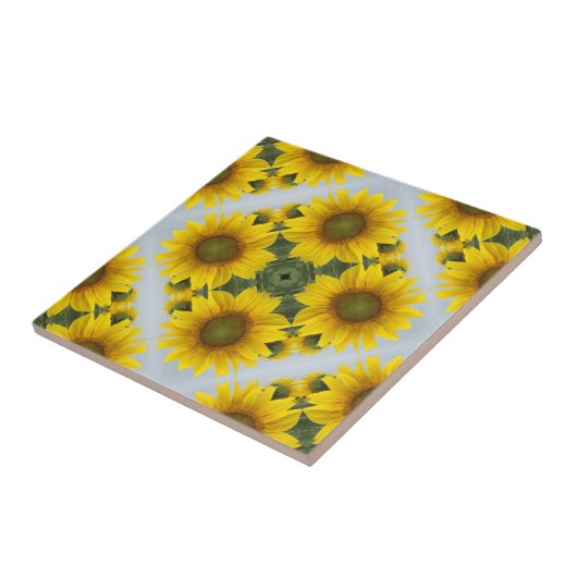 Elegant Sunflower Mosaic Pattern Ceramic Tile Tegeltje (Zijkant)