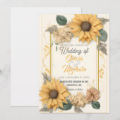 Elegant Sunflower Neutral Wedding Greenery Lijst Kaart (Voorkant / Achterkant)