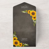 Elegant Sunflower op Rustic Chalkboard Wedding All In One Uitnodiging (Buitenkant)