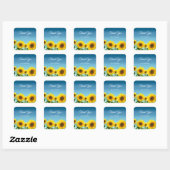 Elegant Sunflower op Sky Blue Hartelijk dank Vierkante Sticker (Vel)
