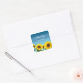 Elegant Sunflower op Sky Blue Hartelijk dank Vierkante Sticker (Envelop)