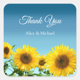 Elegant Sunflower op Sky Blue Hartelijk dank Vierkante Sticker